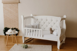 Pat pentru bebeluși tapițat co-sleeping Iași 120 x 60 alb